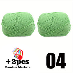 2pcsX50g 100 Cotton Yarn With 2pcs Purple Markers Crochet Yarn