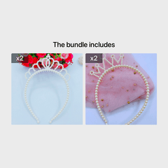 Girls Headband Faux Pearl Crown Hairband Hair Accessories