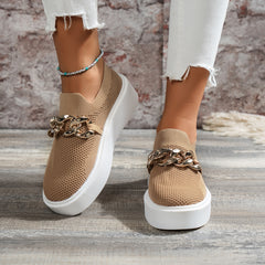 Women's Mesh Air Round Toe Flat Shoes Slip On Loafers