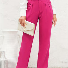 High Waist Straight Leg Trouser Casual Pants