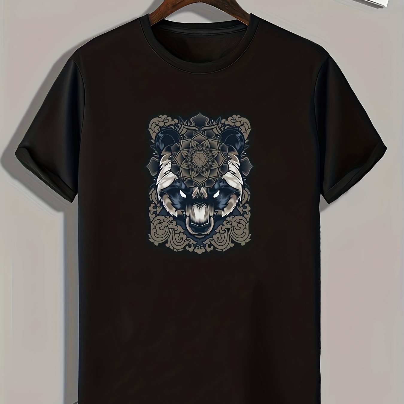 Wolf Print Men's Graphic T-shirt for Summer