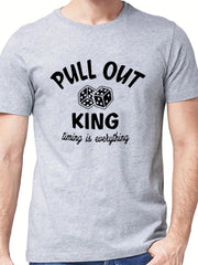 Men's Pull Out King Print T-shirt for Summer Outdoor