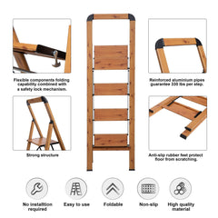 BIBKOKE Step Ladder Folding Stool Non Slip Rubber Feet