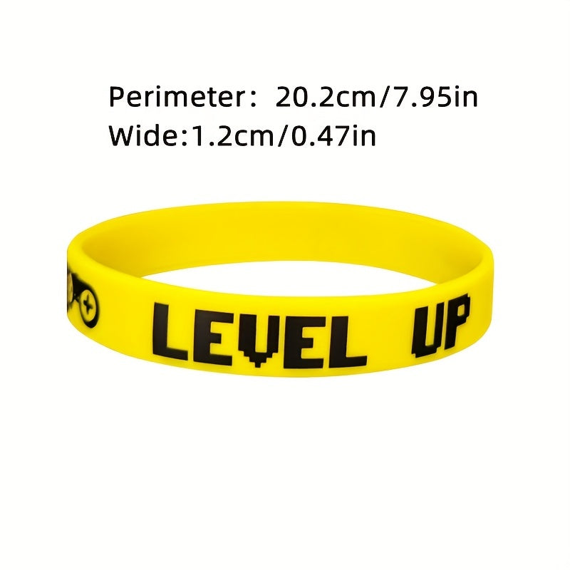 6pcs Unisex Silicone Bracelets, Letter Print, Sporty Style