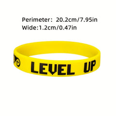 6pcs Unisex Silicone Bracelets, Letter Print, Sporty Style