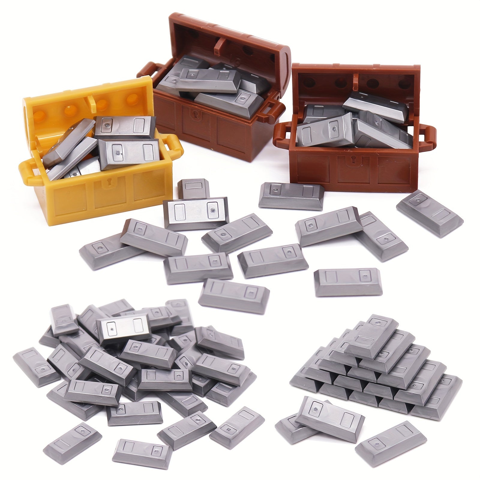 116pcs Pirate Treasure Building Set with Golden Brick Bars and Chest
