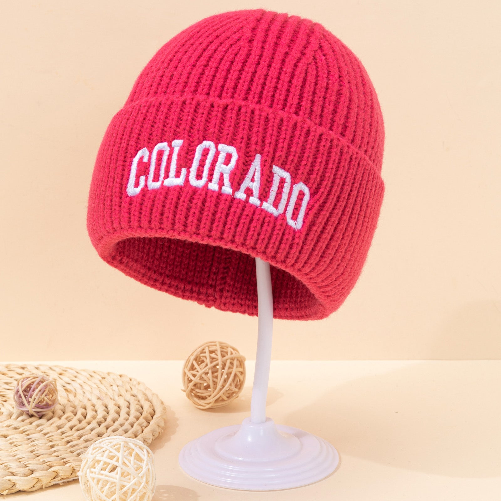 Colorado Embroidered Knitted Hat - Multiple Solid Colors