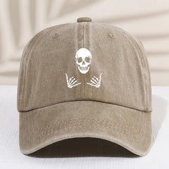 Kids Sunshade Distressed Baseball Cap With Skull Print