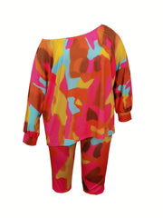 Colorblock One Shoulder Top & Shorts Set