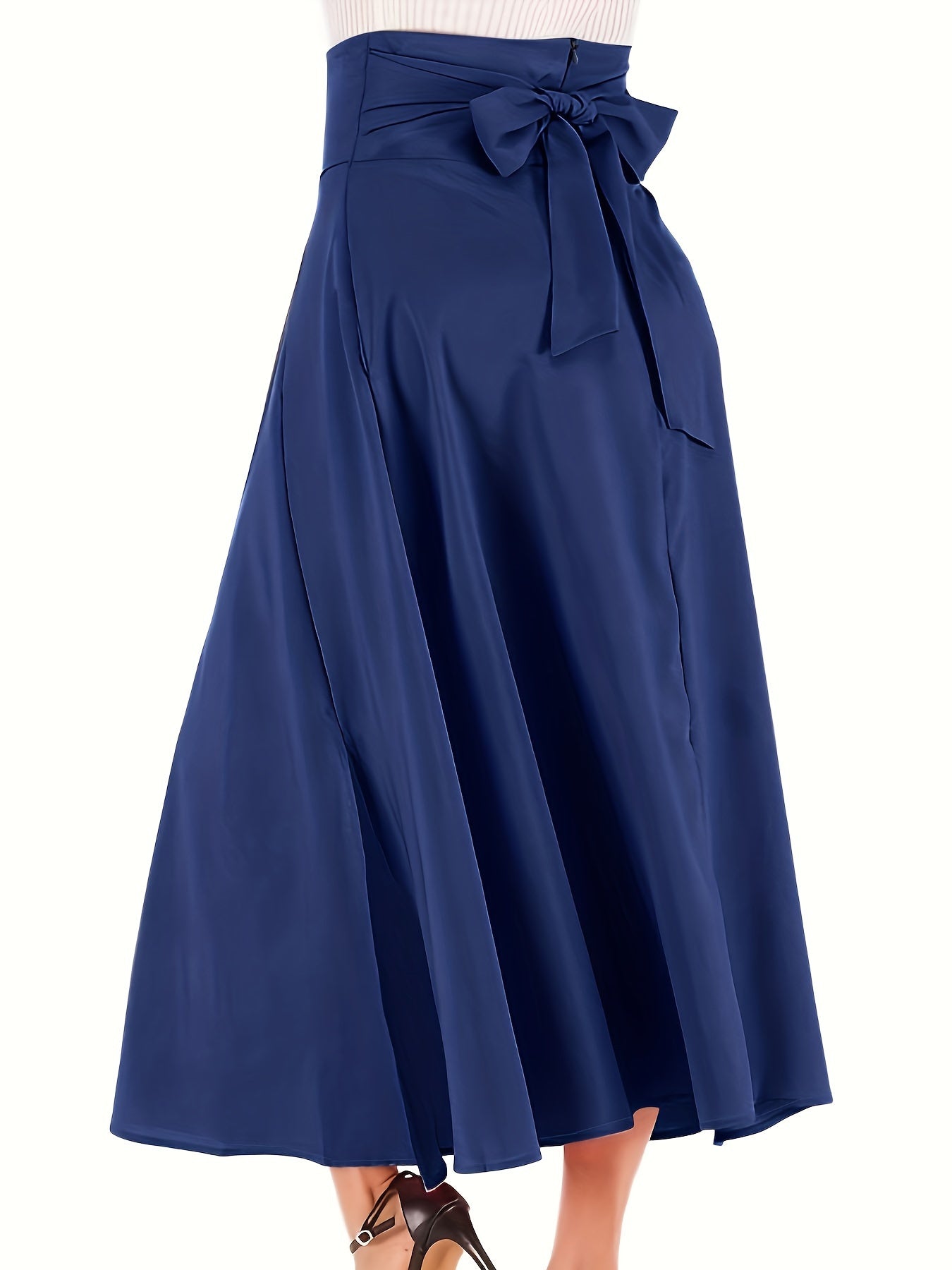 High Rise Belted A-line Skirt