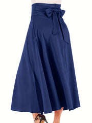 High Rise Belted A-line Skirt