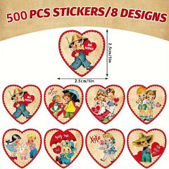 500 Love Cartoon Character Stickers Rolls