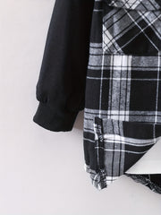 Kids Plaid Hooded Jacket Casual Button Down Hoodie