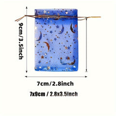50pcs Moon Star Drawstring Organza Bag Jewelry Gift Bag, Mixed Colors