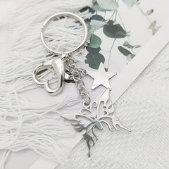 Y2K Hollow Out Butterfly Star Keychain Keyring Bag Purse Car Key Pendant