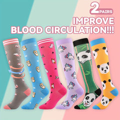2 Pairs Knee High Copper Compression Socks 15-25 mmHg Better Blood Flow