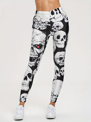 Skull Print Breathable Leggings Activewear
