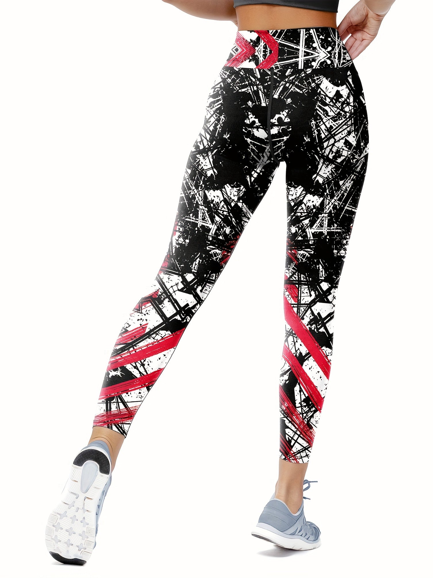 Graffiti Print High Waist Yoga Pants Slim Fit Leggings