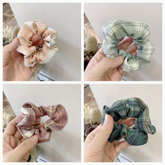 10pcs Plaid Hair Tie Elastic Ponytail Holder Hair Accessories For Women Girls