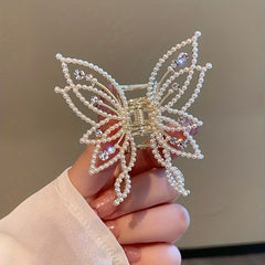 Butterfly Hair Clip Pearl Rhinestone Hairpin