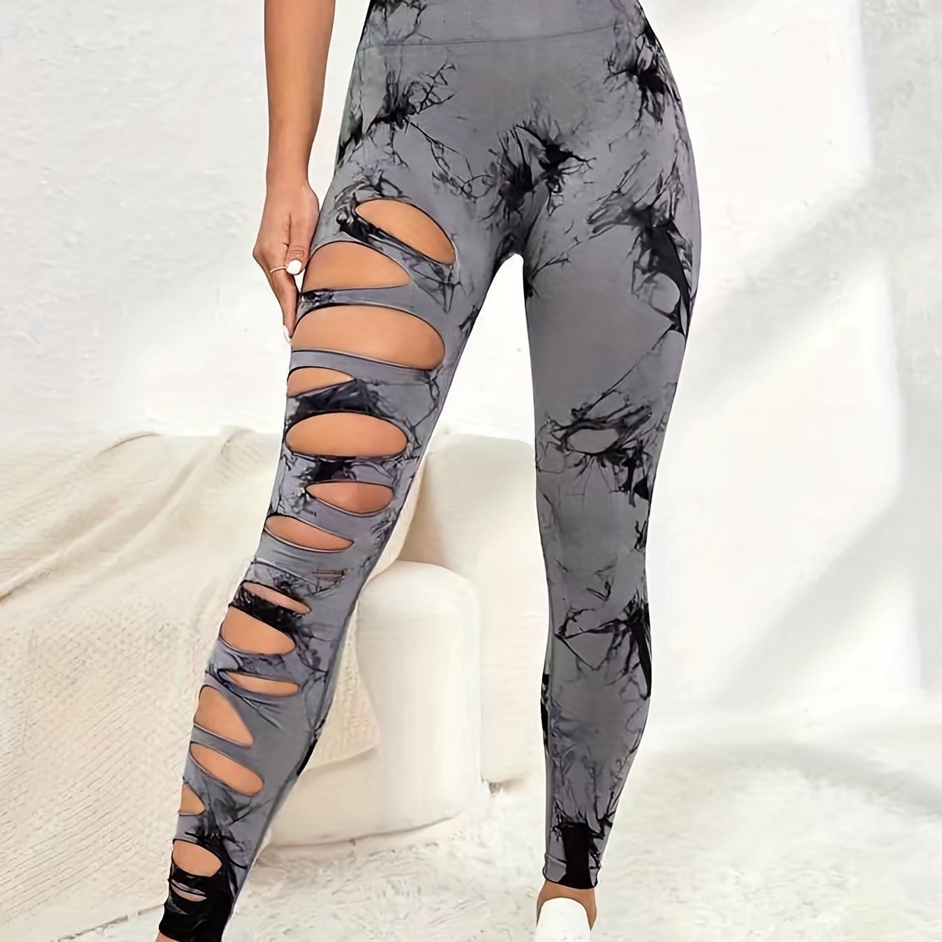 Tie Dye Fitness Pants Hollow Out Yoga Leggings
