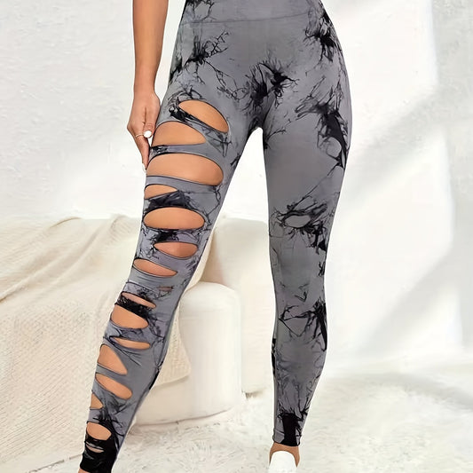 Tie Dye Fitness Pants Hollow Out Yoga Leggings