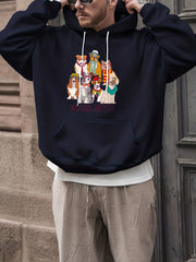 Cartoon Dogs Print Hoodies For Men Graphic Sweatshirt With Kangaroo Pocket