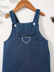 Baby Girls Heart Graphic Cotton Suspender Overalls