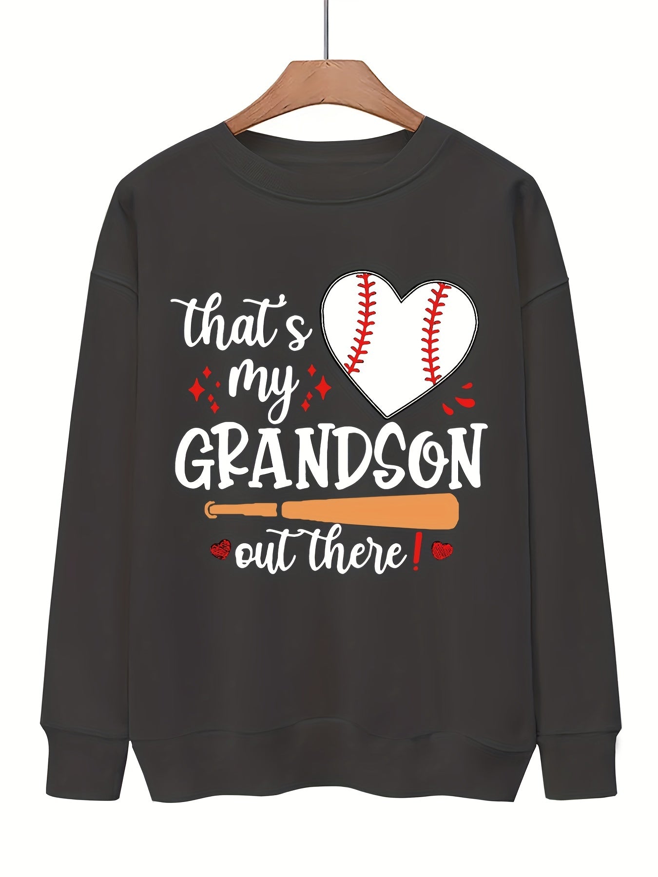 Baseball Graphic & Letter Print Sweatshirt Casual Loose Crew Neck Sweatshirt