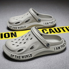 Men's Lightweight Comfy Garden Clogs - Alphabet Detail - Non Slip