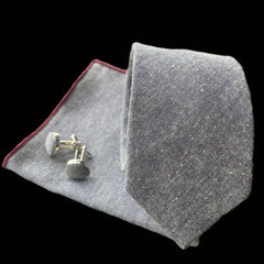 Men's Cotton Bowtie Or Necktie Pocket Square Cufflink Set