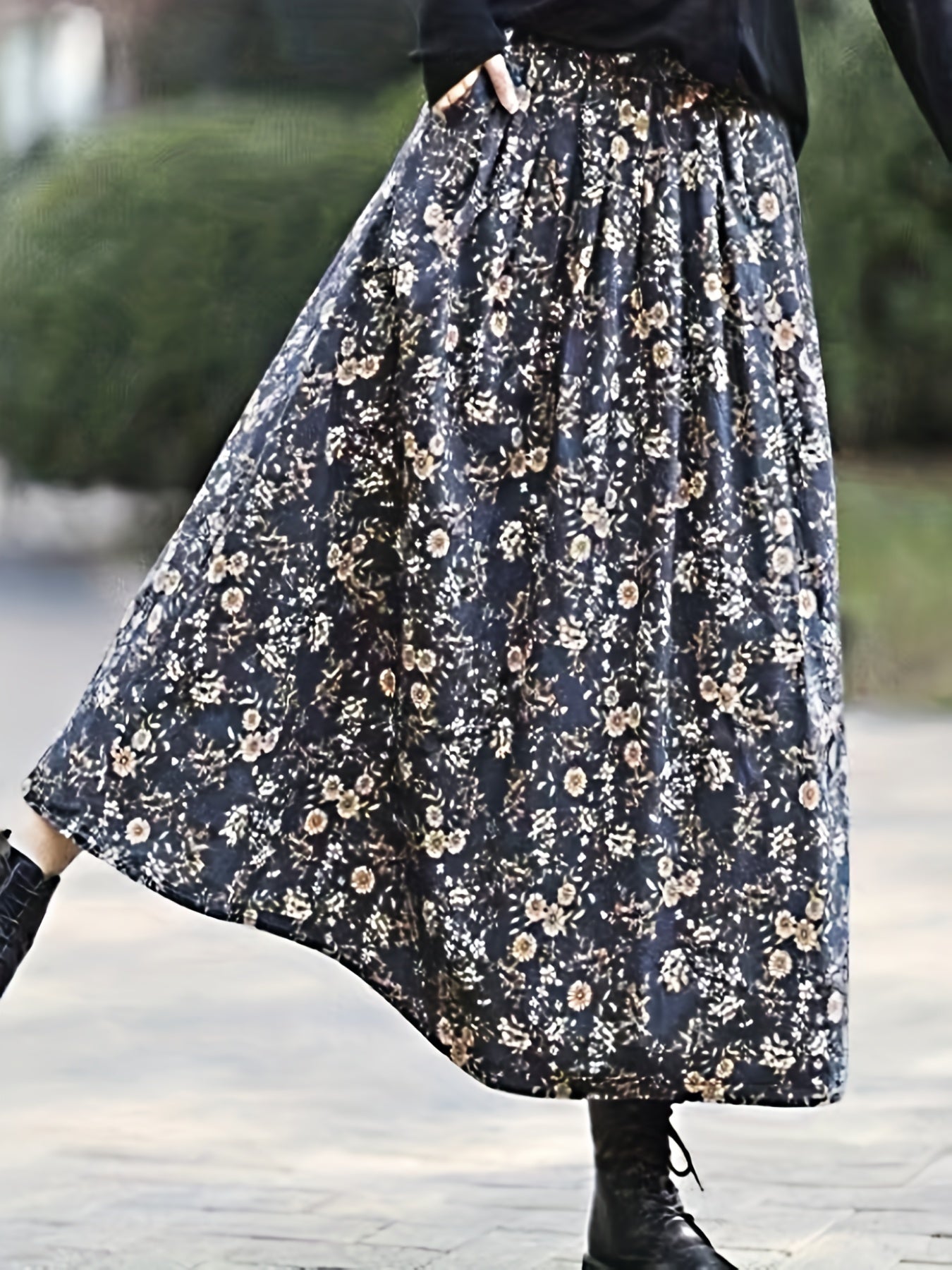 Boho Ditsy Floral Print Skirt for Summer & Spring