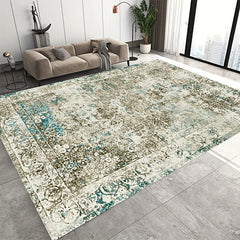 Large Vintage Green Washable Carpet Indoor Flower Printing Carpet