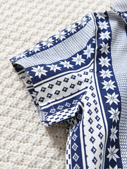 Boys Geometry Print Shirts Button Lapel Tops Kids Summer Clothes