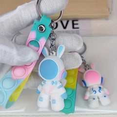 2pcs Cartoon Spaceman Keychain Keyring for Bags and Backpacks