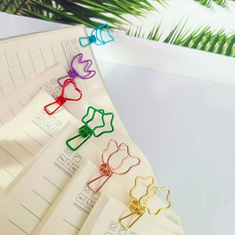12pcs Hollow Out Paper Clips, Variety of Styles, Office School Household