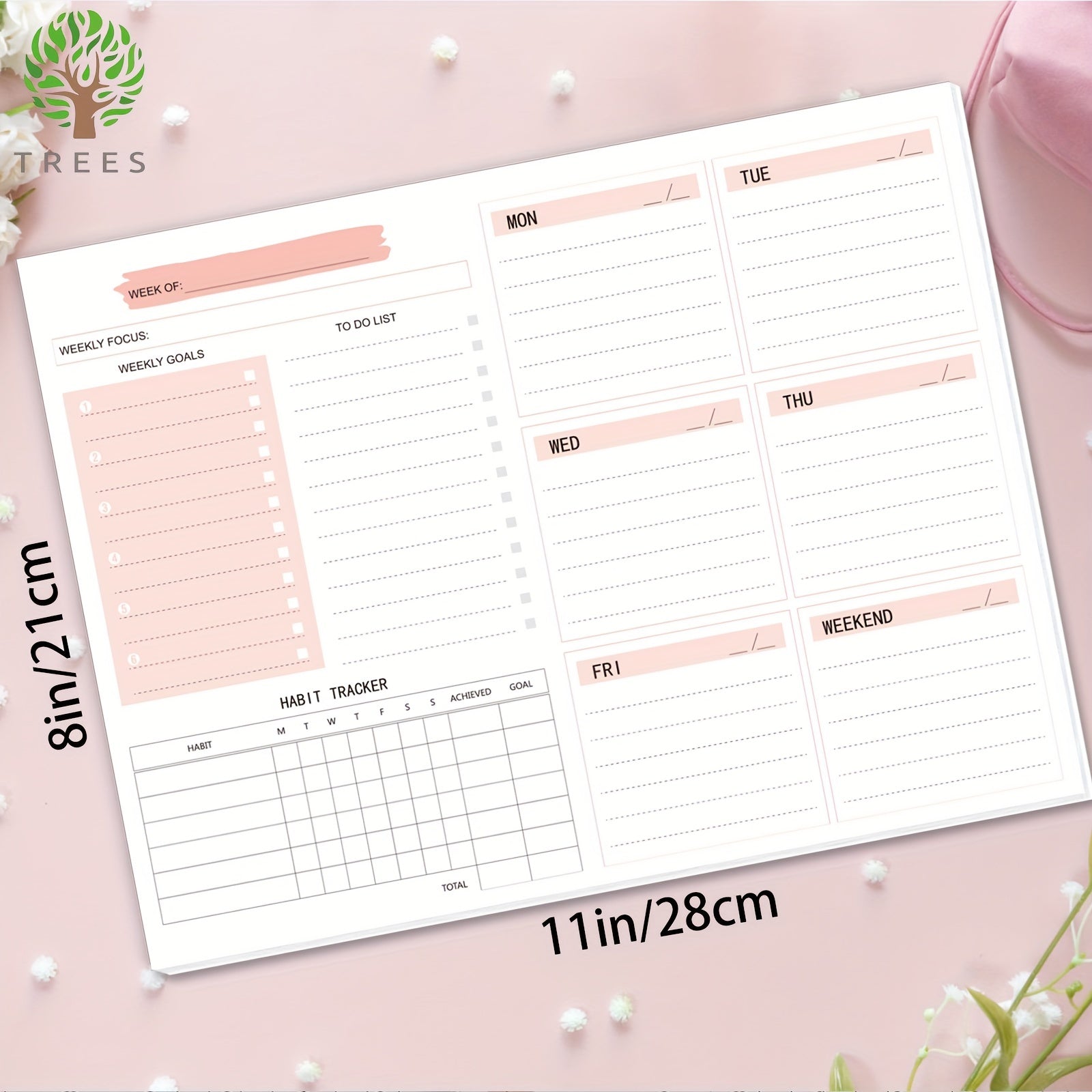 Undated Weekly Planner Notebook Daily To Do List Notepad