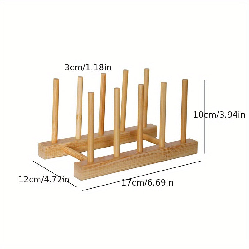 Bamboo Kitchen Organizer Plate Bowl Cup Pot Lid Cutting Board Drain Rack