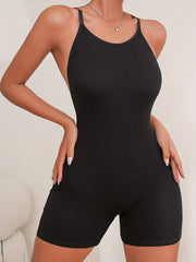 Sleeveless Pajama Romper Crew Neck Lingerie
