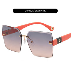 Multicolor Large Frame Women's Sunglasses Frameless Sunscreen With Case