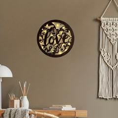 Children's Room LED Wall Clock Creative Lamp Retro Wooden Sign