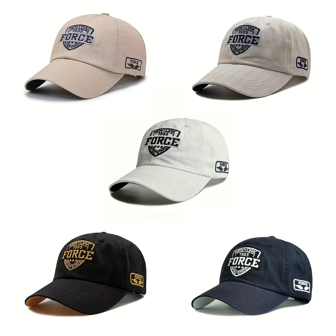 FORCE Embroidery Baseball Cap Solid Casual Dad Hats Cotton Lightweight Sunscreen