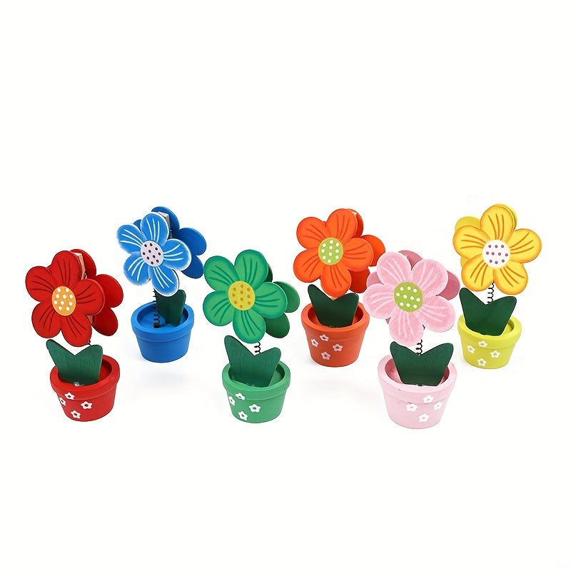 Cartoon Wooden Flower Pot for Photos Notes Messages 9.74-Inch