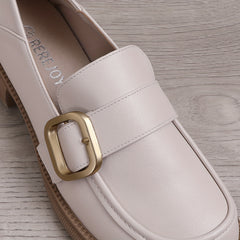 Women's Retro Metal Buckle Loafers Round Toe Oxford Shoes