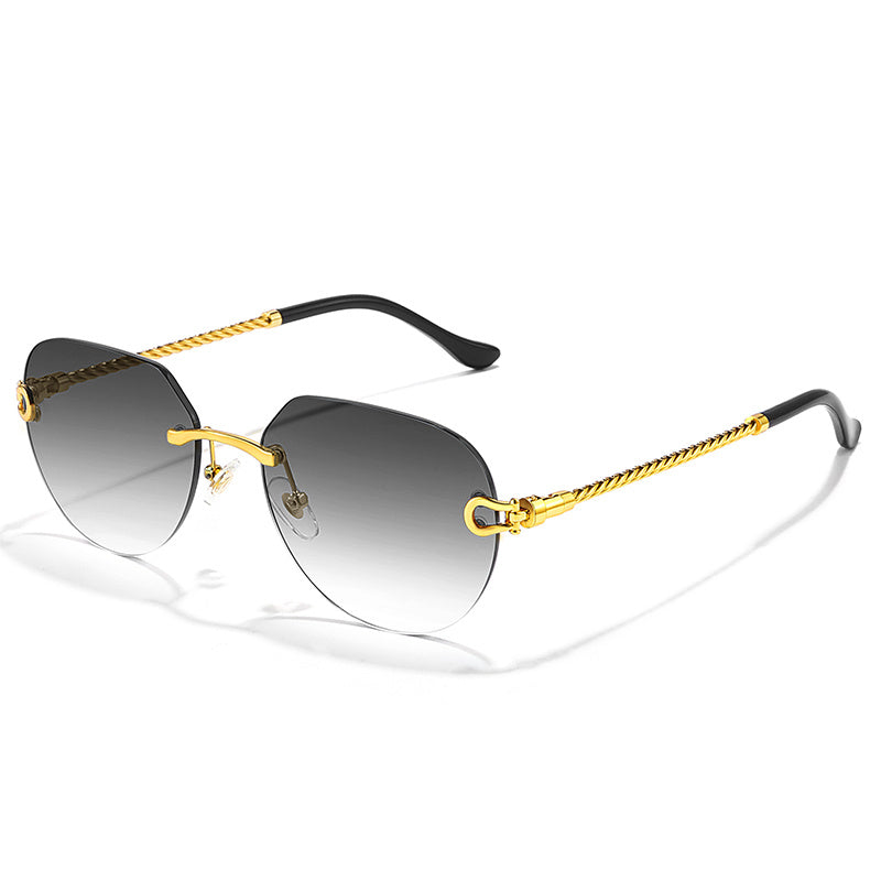Hip Pop Vintage Rimless Gradient Sunglasses