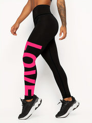 Letter Pattern Yoga Pants High Stretch Fitness Leggings
