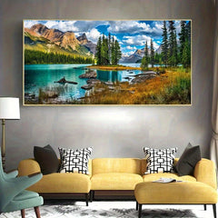 DIY Large Mountain Lake Full Round Drill Crystal Rhinestone Embroidery