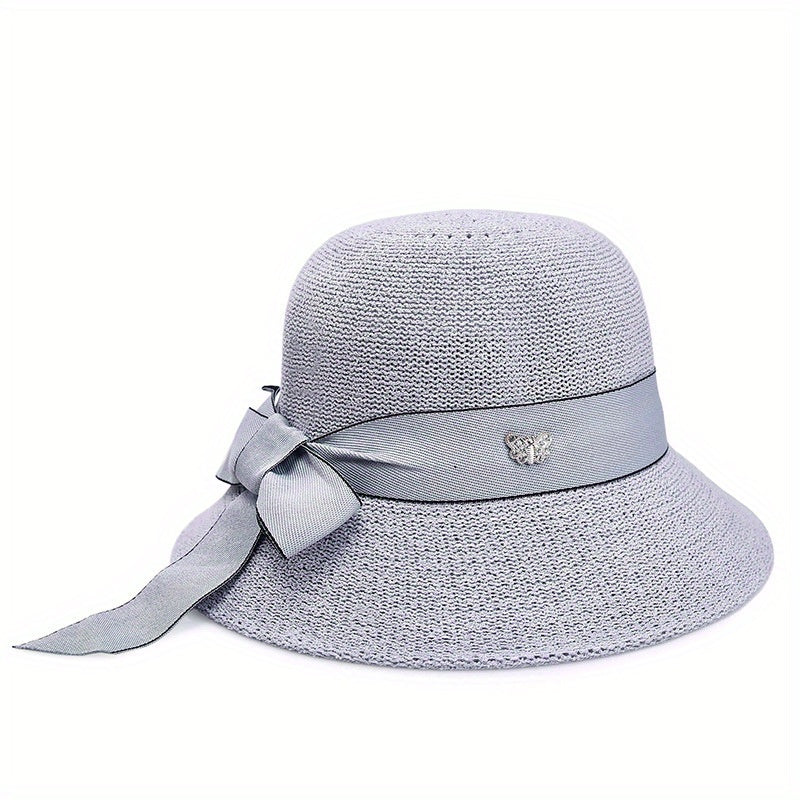 Ribbon Bowknot Sun Hat Solid Bucket Classic Summer Sun Shade Beach Hats