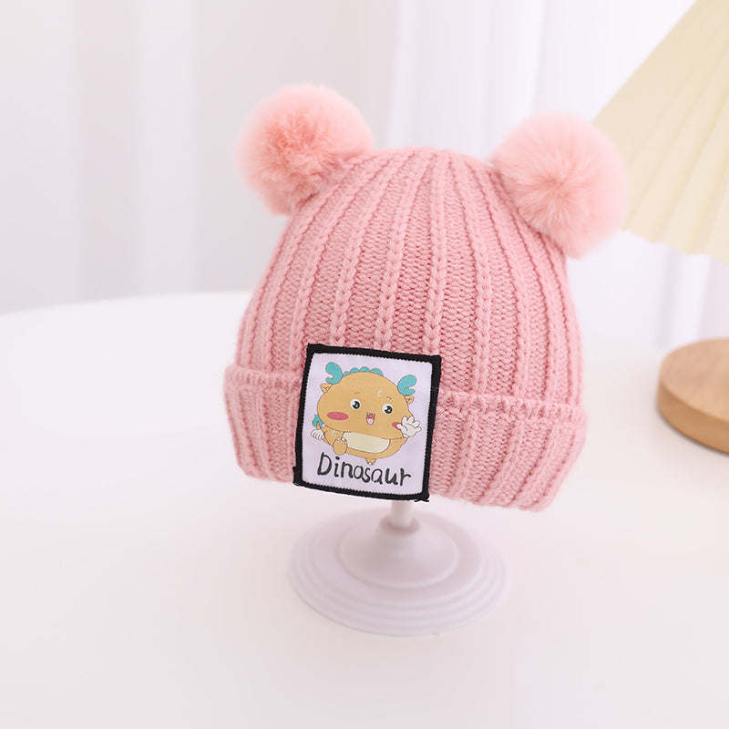 Kids' Dinosaurs Patch Beanie Hats - Warm and Stylish Winter Gear
