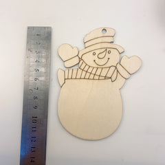 10pcs Snowman Christmas Decoration DIY Hand-painted Wooden Chips Blank Pendant